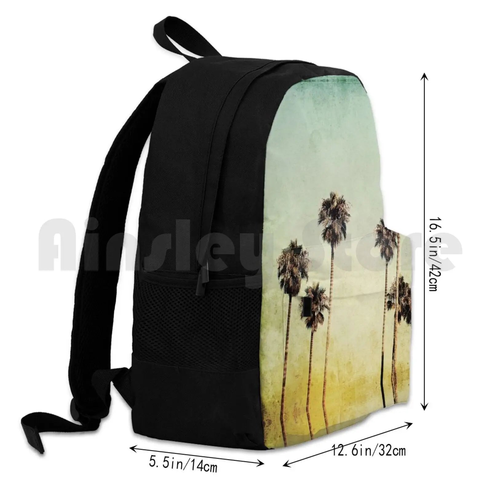 Vintage California Texture Palm Trees Outdoor Hiking Backpack