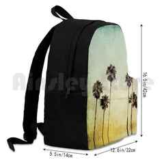 Vintage California Texture Palm Trees Outdoor Hiking Backpack