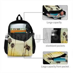 Vintage California Texture Palm Trees Outdoor Hiking Backpack