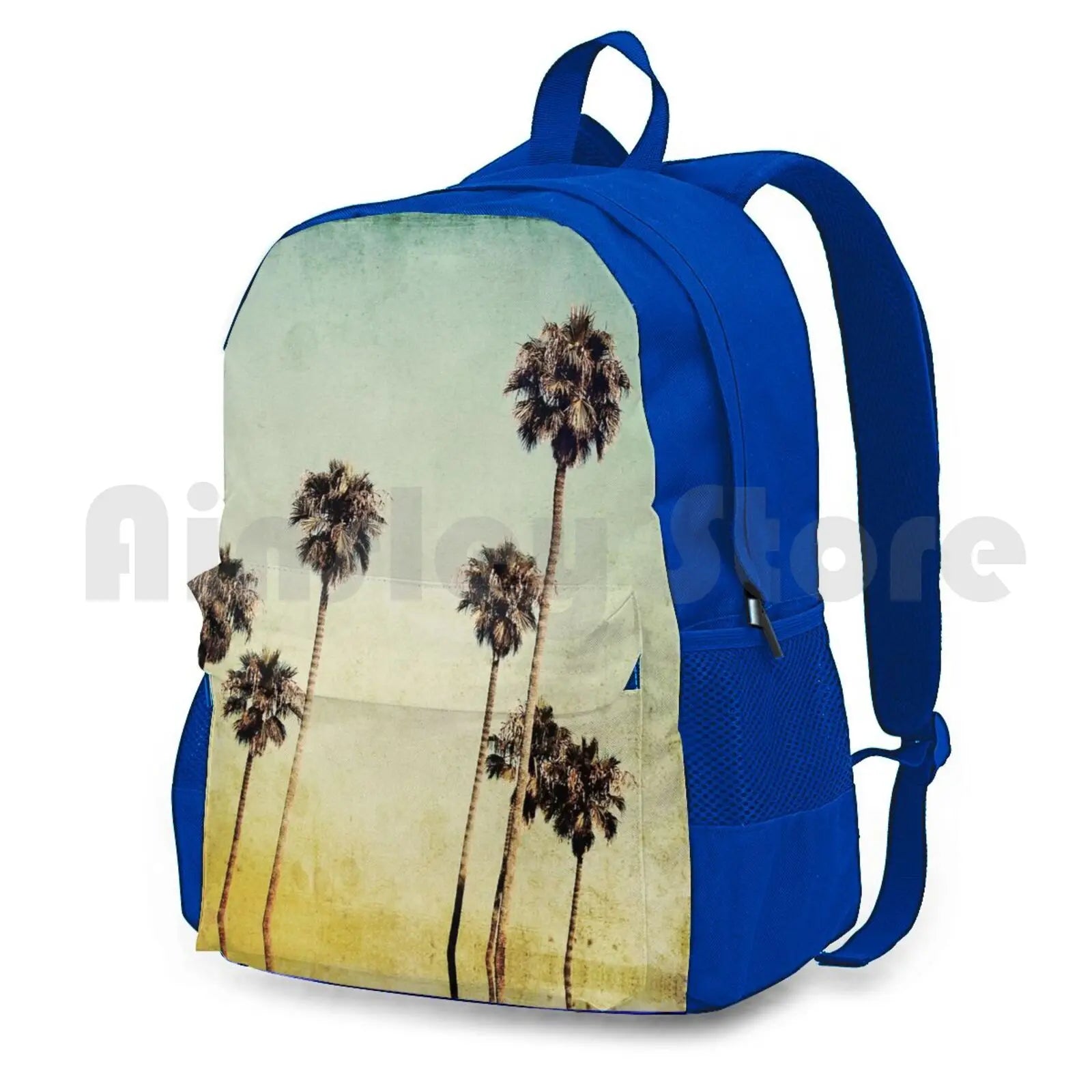 Vintage California Texture Palm Trees Outdoor Hiking Backpack