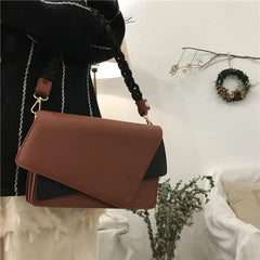 Panelled Shoulder Bag Vintage Envelope Cross-body PU Handbag