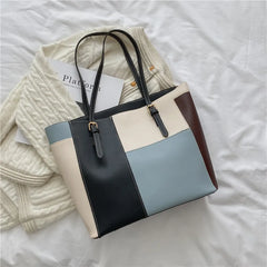 Panelled Shoulder Bags Women High PU Leather Underarm Handbag Plaid Trending
