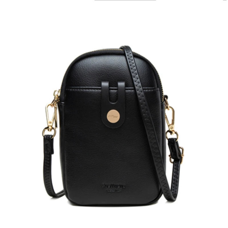 Panelled Small Crossbody Bag Soft Pu Leather Mini Shoulder Messenger Phone Bag