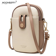 Panelled Small Crossbody Bags Soft Pu Leather Mini Shoulder Messenger Phone Bag