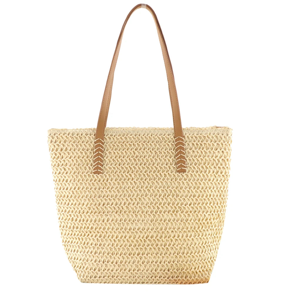 Paper Rope Women Handbags Large Capacity Top-handle Bag