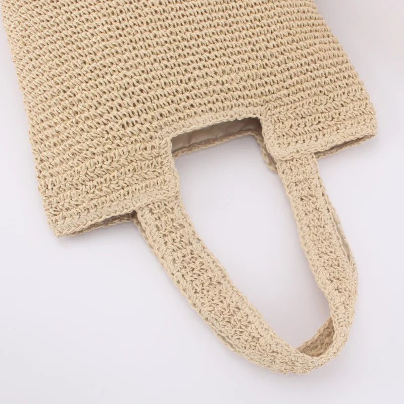 Large Capacity Shoulder Bag Straw-Weaving Tote