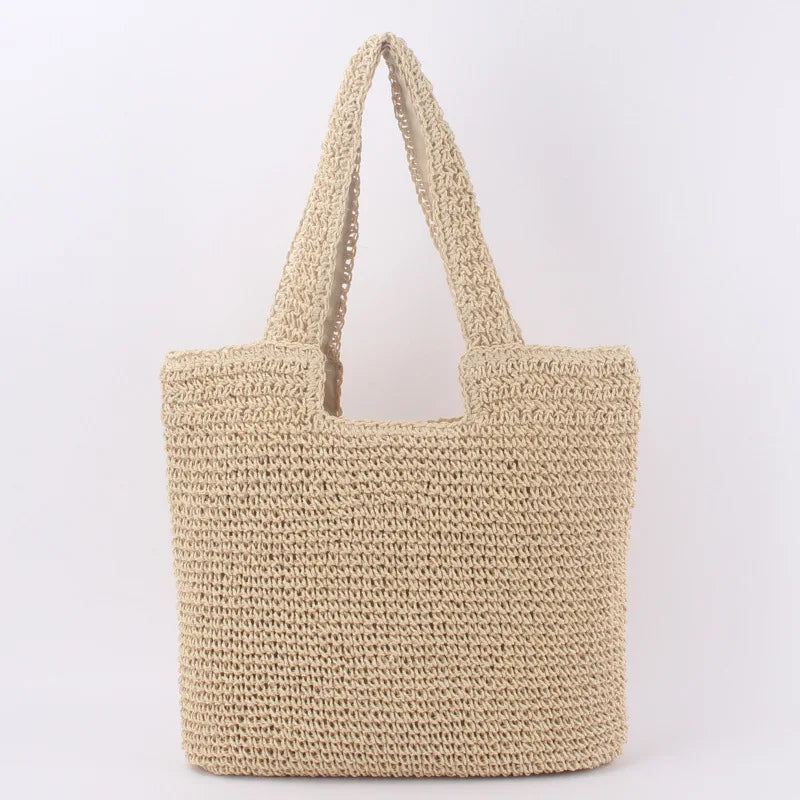 Large Capacity Shoulder Bag Straw-Weaving Tote