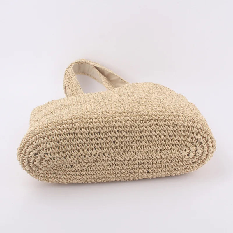 Large Capacity Shoulder Bag Straw-Weaving Tote