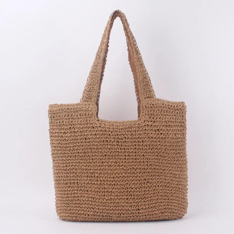 Large Capacity Shoulder Bag Straw-Weaving Tote