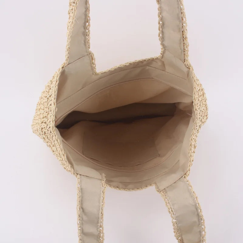 Large Capacity Shoulder Bag Straw-Weaving Tote