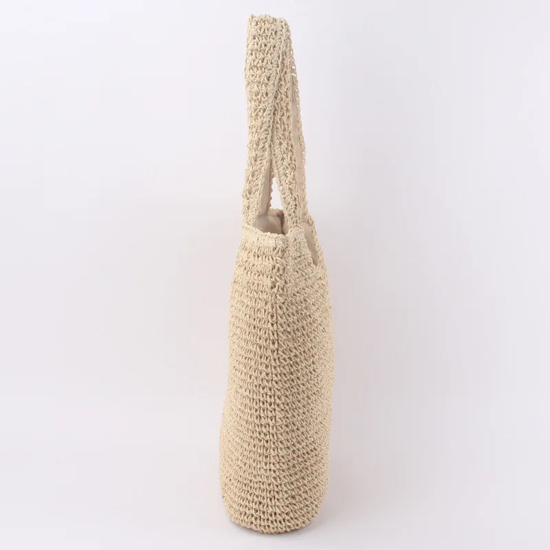 Large Capacity Shoulder Bag Straw-Weaving Tote