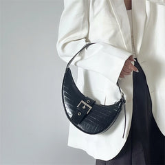 Crocodile Pattern Half Moon Underarm Bag for Women
