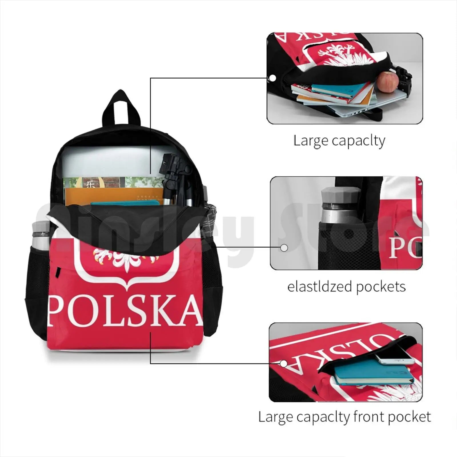 Patriotic Polish Polska Flag Outdoor Hiking Backpack