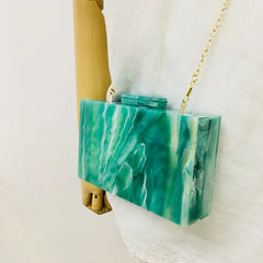 Green Acrylic Clasp Chain Shoulder Bag