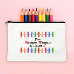 French Print Pencil Case Wash Pouch Teacher Storage Bags