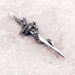 Blackened Sword With Snake 925 Sterling Silver Jewelry