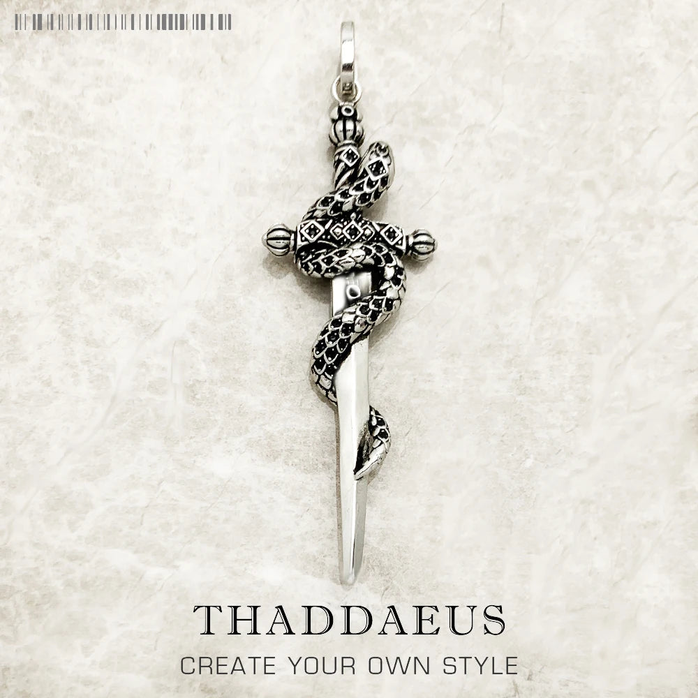 Blackened Sword With Snake 925 Sterling Silver Jewelry