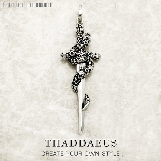 Blackened Sword With Snake 925 Sterling Silver Jewelry