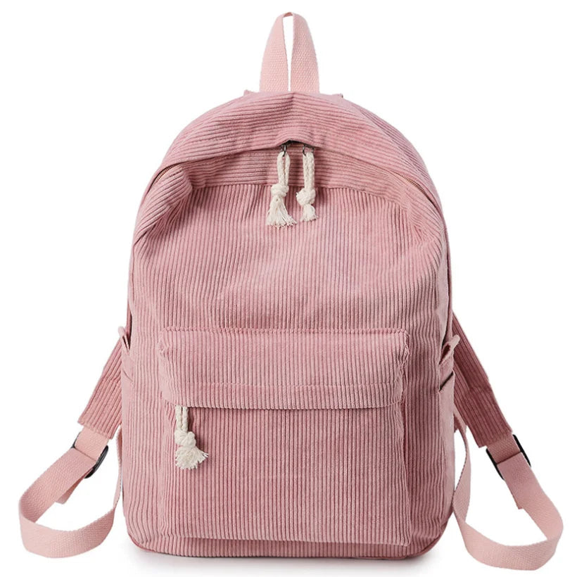 Personalized Corduroy Backpacks - Embroidered - Navy/Khaki/Gary - Large
