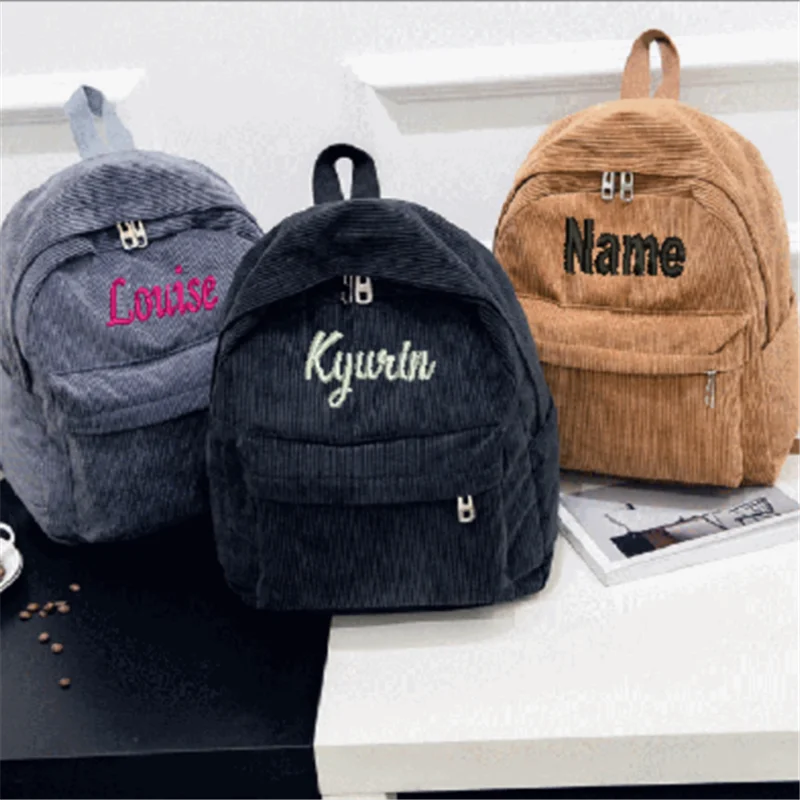 Personalized Corduroy/Khaki Gary Student Backpack Embroidered Name
