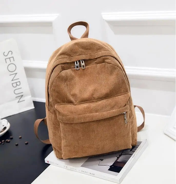 Personalized Corduroy/Khaki Gary Student Backpack Embroidered Name