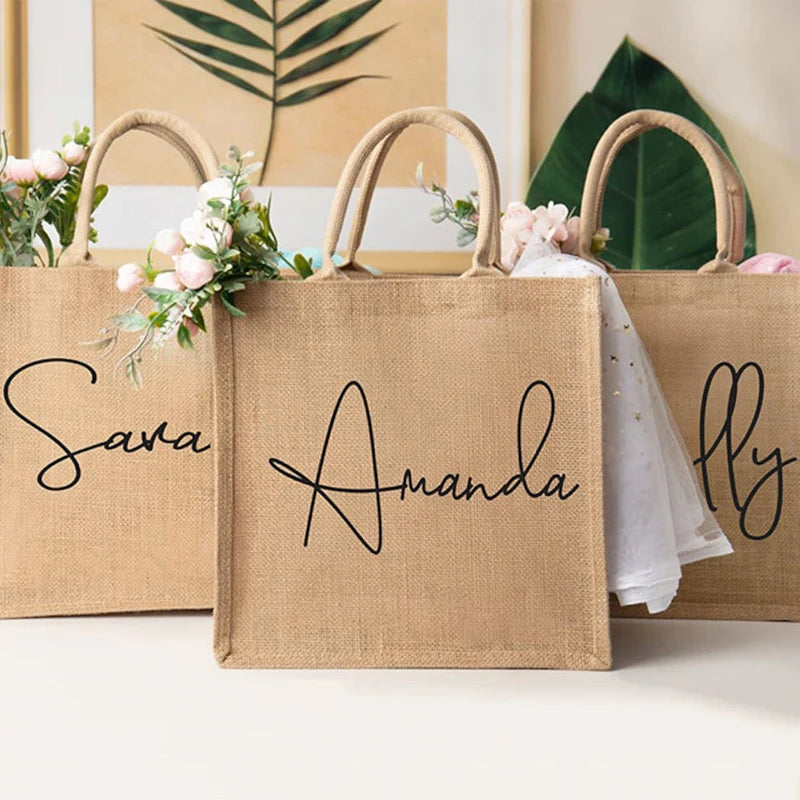 Personalized Bridesmaid Beach Tote Bags