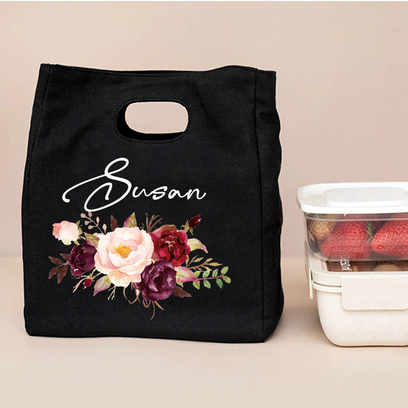 Personalized Flower Lunch Bag Insulated Cooler Women