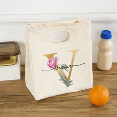 Personalized Initial with Name Insulated Lunch Bag Women Kids
