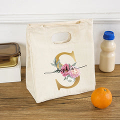 Personalized Initial with Name Insulated Lunch Bag Women Kids