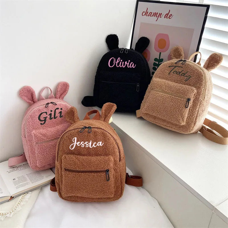 Personalized Embroidered Toddler Backpack Lightweight Plush Bear Bag