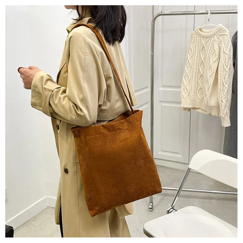 Personalized Name Embroidery Corduroy Shoulder Bag