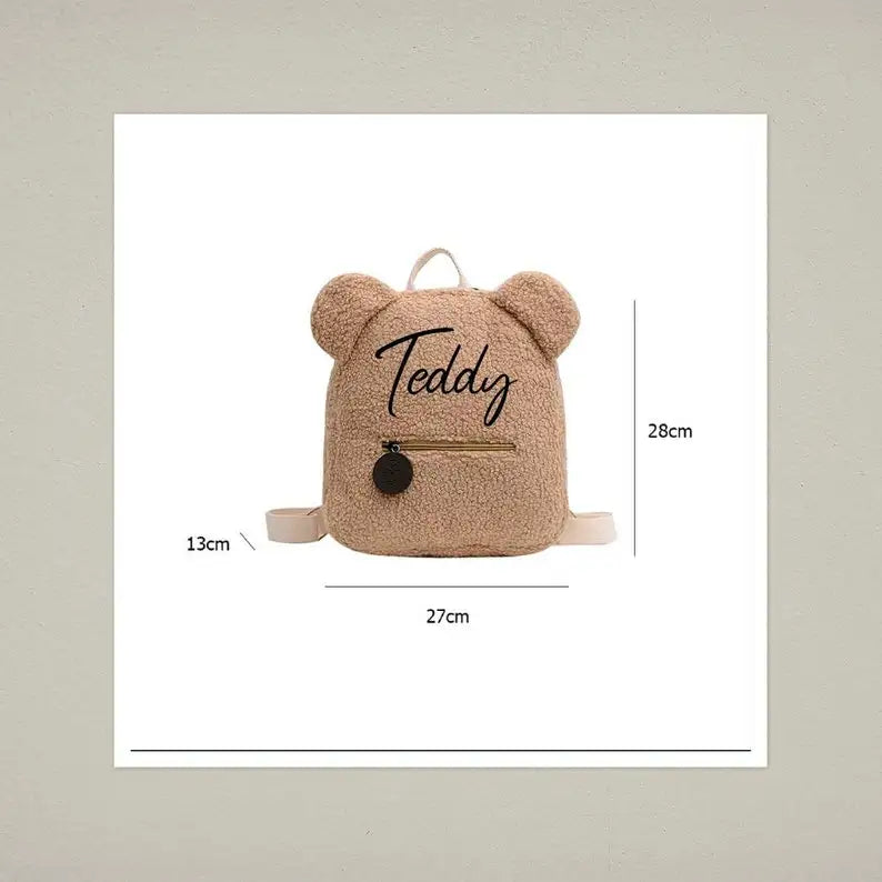 Personalized Embroidery Green Toddler Backpack Bag Lightweight Plush Bear Bag