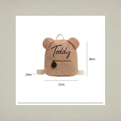 Personalized Embroidery Green Toddler Backpack Bag Lightweight Plush Bear Bag
