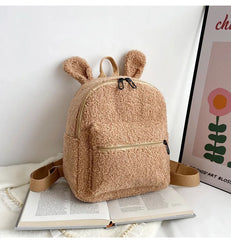 Personalized Embroidery Green Toddler Backpack Bag Lightweight Plush Bear Bag