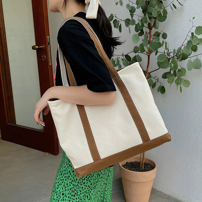 Personalized Large Canvas Tote Bag Embroidered Name Beach Bag Bridesmaids Gift