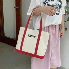 Personalized Large Canvas Tote Bag Embroidered Name Beach Bag Bridesmaids Gift