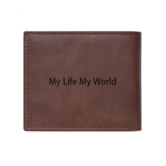 Custom Men's Photo Flip Wallet Engraved Dark Brown