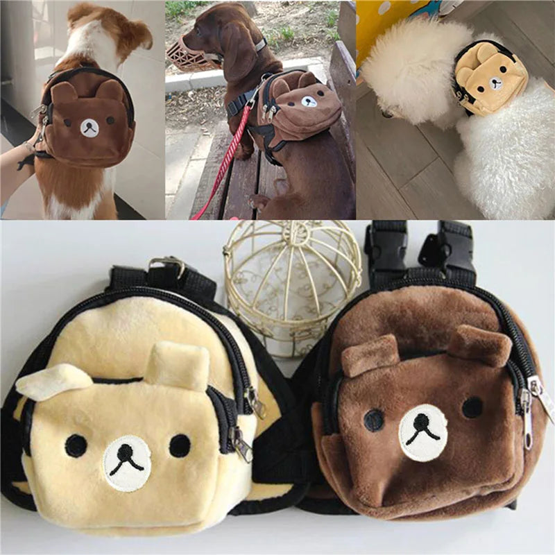 Dog Plush Backpack Puppy Knapsack Portable Nylon Wide Shoulder Straps Bag