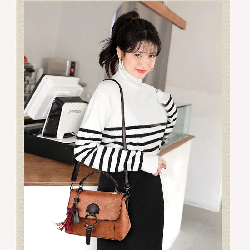 Petrichor Star Pendant Women Vintage Totes Messenger Shoulder Bag