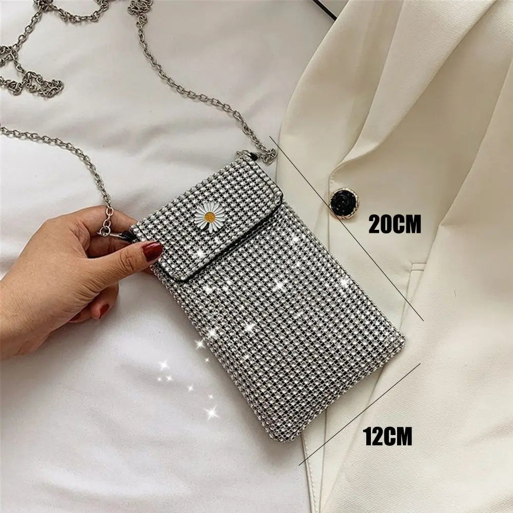 Rhinestone Women's Phone Bag Crossbody Shoulder Messenger Mini Purse