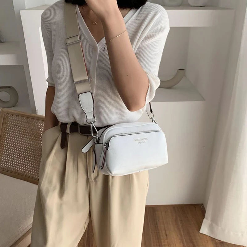 Small Party Shoulder Bag Wide Straps Solid Lady Cross Body Bag