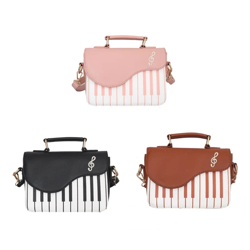Piano Shape PU Leather Shoulder Crossbody Bag Tote Satchel