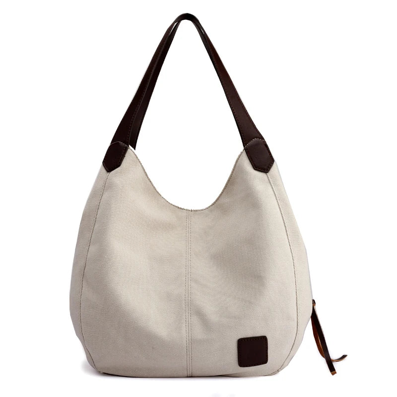 Large Shoulder Canvas Bag Women Handbag Pockets Ladies Hobo Bags