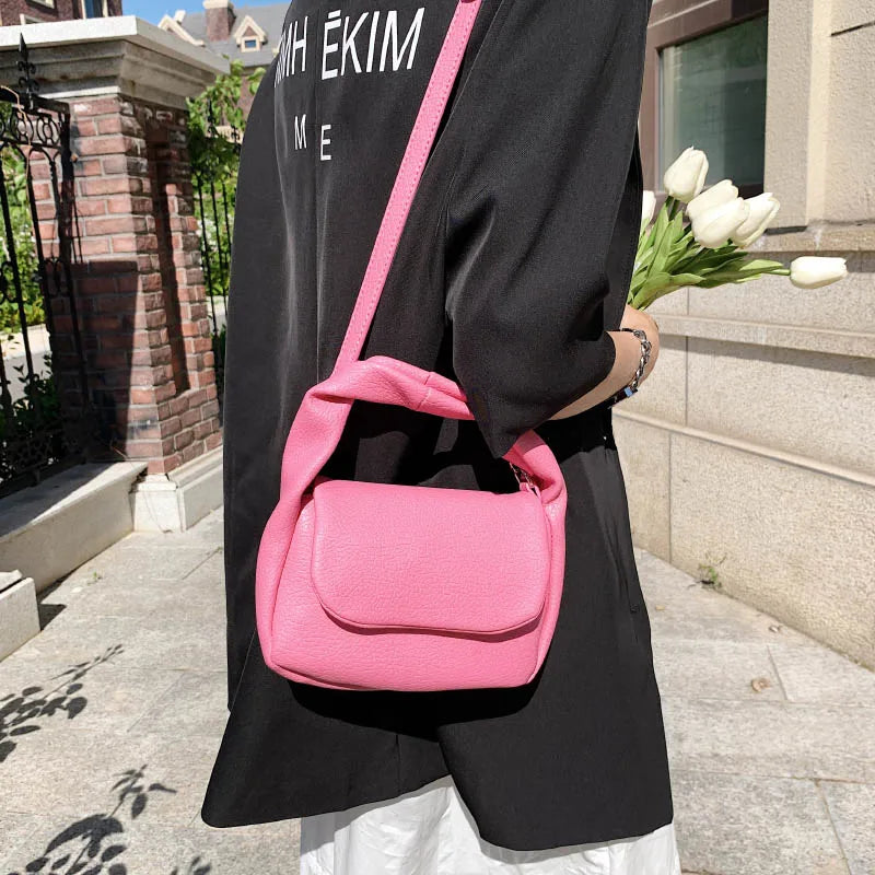 Pink Crossbody Bag Soft Leather Clutch Small Shoulder Bags