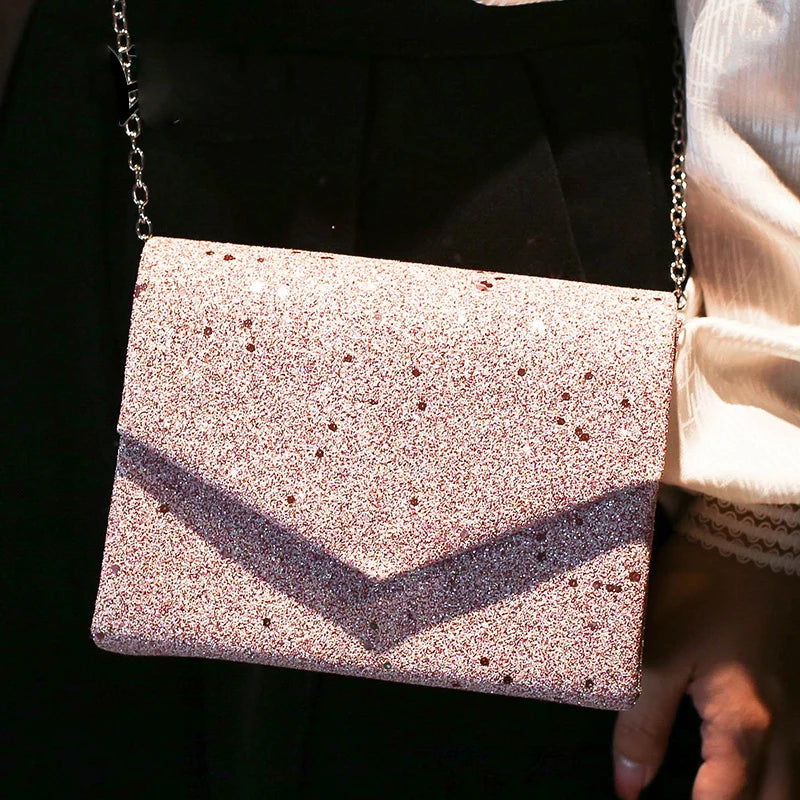 Pink Diamond Crossbody Shoulder Bag for Women Evening Purse
