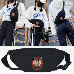 Pink Flower Mask Print Waist Bag Light Sports Crossbody Pouch Unisex