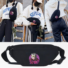 Pink Flower Mask Print Waist Bag Light Sports Crossbody Pouch Unisex