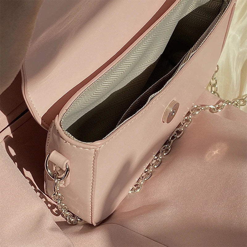 Pink Heart Girly Small Square Shoulder Bag Love Women Tote Purse Handbags