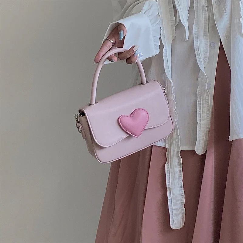 Pink Heart Girly Shoulder Bag Love Women Tote Purse Handbags