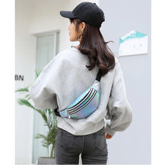 Pink Holographic Fanny Pack Laser PU Waist Bag for Girls